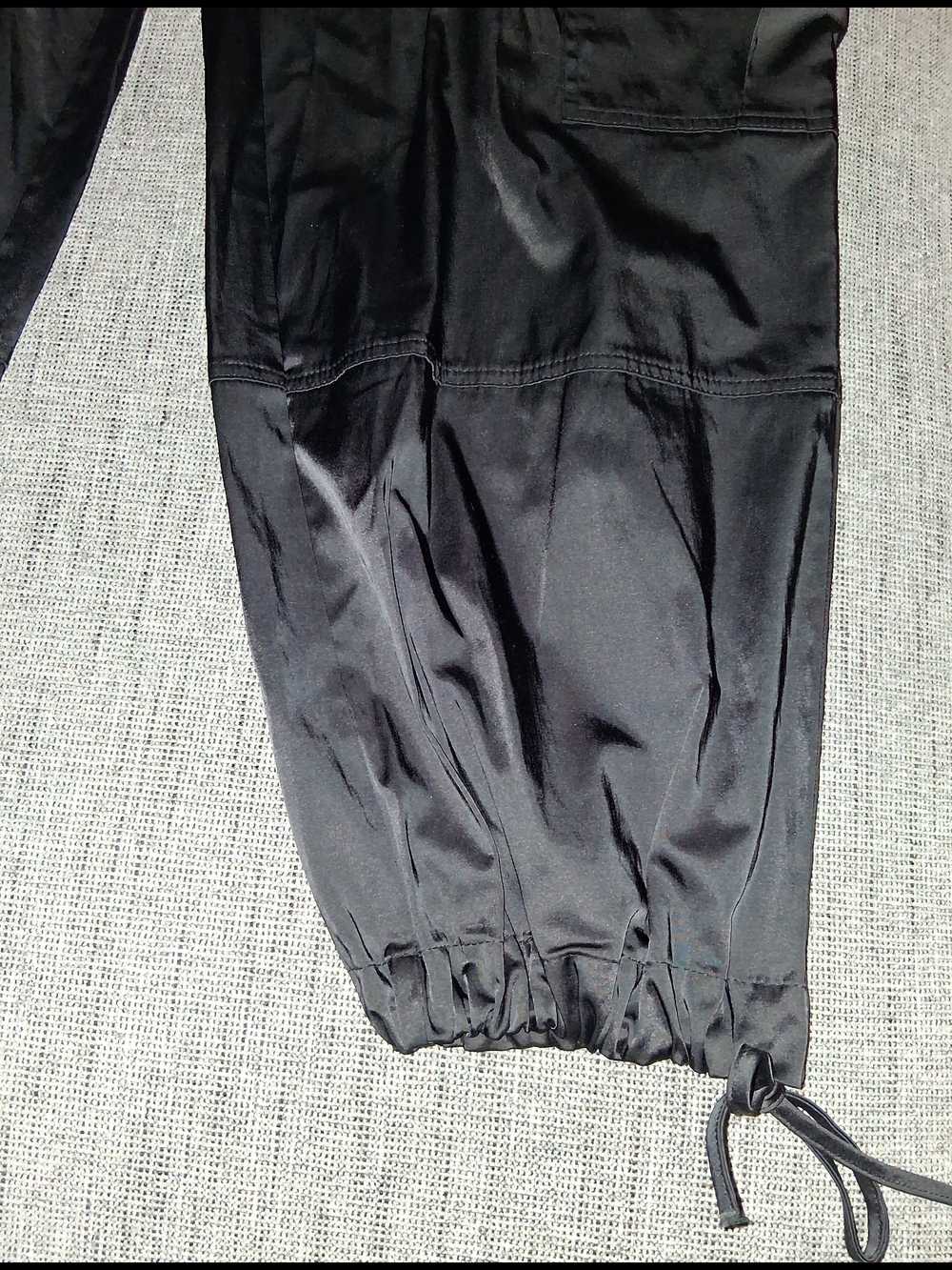 Zara Black Women's Satin Like Cargo  Pants with Left Side Cut Out - Picture 7 of 8